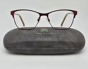 At-412 Adin Thomas Europa C3 Red On Silver Rhinestone Eyeglasses Frame With Case