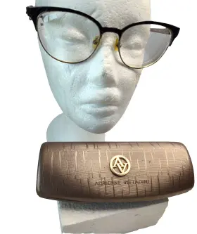 52-17-135 Adrienne Vittadini Av1198 Gun Black Eyeglasses Metal Frames Cat Eye