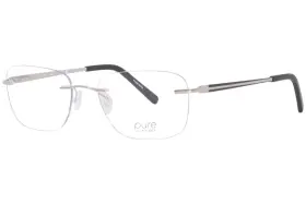 Air-lock 886895360340 New Marchon Airlock Pure Valor 204 046 Silver Titanium Eyeglasses 52/18/140