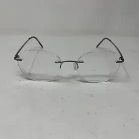 49-18-140 Airlock 6884 Titanium Eyewear Wisdom 203 046 Silver Rimless Eyeglasses