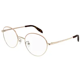 0369o Alexander Mcqueen Am 003 Gold Metal Round Eyeglasses 53mm