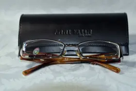 Ak-9077 Anne Klein Ny Eyeglass Frames Ak9077 466 54 17 135 Brown Silver Metal Plastic