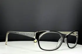 Ak5002 Anne Klein Vtg 001 Black Womens Grey Semi Cat Eyeglasses Frames Only