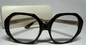 Ak7064228 Anne Klein Ak7064 Oversized Octagon Mocha Tortoise Eyeglass Frames Only Case