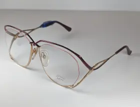 M7174 Anne Marie Perris Vintage 1980s Eyeglasses Frames Womens Unique Design Red/gold