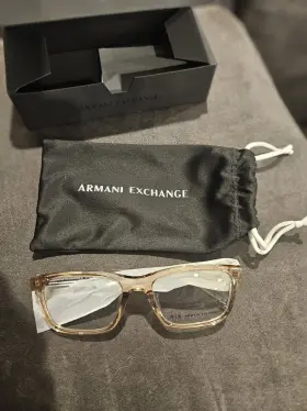 Ax3114 Armani Exchange 8344 Eyeglasses Mens Shiny Transparent Brown 54mm