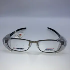 55-18-142 Artcraft Wf441am Eyeglasses Carbon Fiber Gunmetal Frame Usa With Side Protector