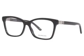 Balenciaga Bb0186o 001 Eyeglasses Womens Black Full Rim Rectangle Shape 55-mm
