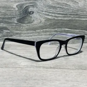 Baron Bz47 Eyeglass Frames Womens 52-19-145 Black Clear Rectangular Only
