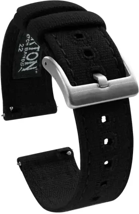 Barton Watch Bands 818671022388 Canvas Quick Release Band Straps - Choose Color And 18mm Black