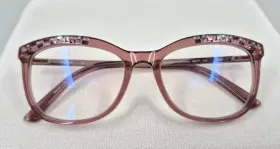52-17-140 Bebe Bb5179 Eyeglass Frames - 681 Blush Crystal Clear Pink Rose Gold
