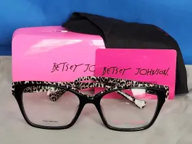 54-17-140 Betsey Johnson 751658237828 New Womens Eyeglass Frame Top Secret Black Plastic