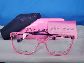 53-17-140 Betsey Johnson 751658240378 New Womens Eyeglass Frame Glow Up Pink Plastic