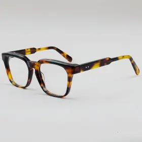 882278 Betsion Square Acetate Eyeglasses Frames Leopard Thick Vintage Glasses Full Rim Unisex