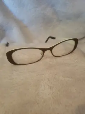 8583 Bevel Esva Small Blind Titanium Eyeglass Frames Brown/ Off White Glasses