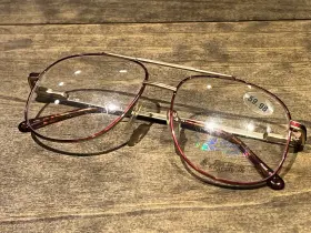 Bbe-1-2 Bill Blass Vintage Red Metal Aviator Eyeglass Frames Demo Lenses 145mm