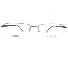 52-17-145 Bioeyes Col.186 Eyeglasses Frames X1 Red Silver Rectangular Half Rim