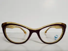 51-18-140 Bon Vivant 7504 Womens Burgundy And Gold Cat Eyeglasses Frames Made Italy