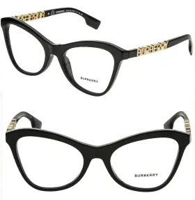 0be2373u Burberry Be2373u Angelica Black Logo Cat Eyeglasses Optical Frame 54 Mm 2373