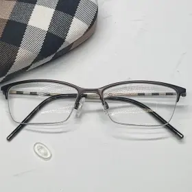 1278-1012 Burberry Semi-rimless Eyeglasses B 1278 1012 53-17 Brown Plaid Frames With Case