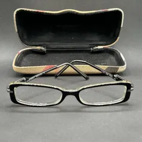 7860-101124-78.95 Burberry B 2009 3029 Eyeglasses Frame Black Italy 51-16-135 Used With Case