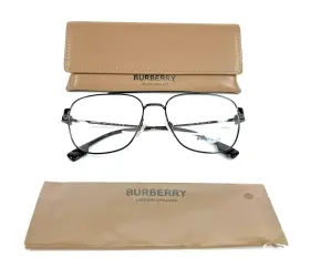 B1377-1001 Burberry Eyeglasses Frames B1377 1001 Black Aviator Square Full Rim 57-17-145