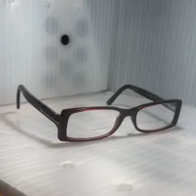 B2055 Burberry Red Rectangular Eyeglasses Gray Plaid Temples Italy Frames Only