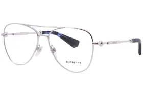 Be1386 Burberry 1005 Eyeglasses Frame Mens Silver Full Rim Pilot Style 55mm