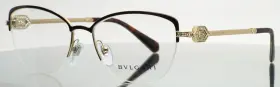 55-17-140 Bvlgari 2210-b 2034 Brown Pale Gold Womens Semi Cat Eye Eyeglasses