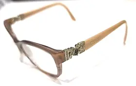 4069b Bvlgari 4070b 5240 Brown Oval Eyeglasses Frame 54-16 135 Italy Missing Gem Stone