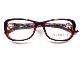 54-16-135 Bvlgari 4075h 5270 Eyeglasses Glasses Red Multi Havana Rose Gold Logo