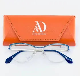 49-17-135 C-zone E2219 New 60 Gunmetal Blue Womens Semi Cat Eye Eyeglasses B 35