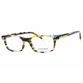 Ck5989 Calvin Klein Unisex Eyeglasses Striped Brown Grey Rectangular Frame 064