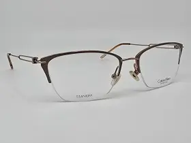 Ck8065 Calvin Klein Collection 272 Taupe Gold Titanium Cat Eye Eyeglasses 52mm