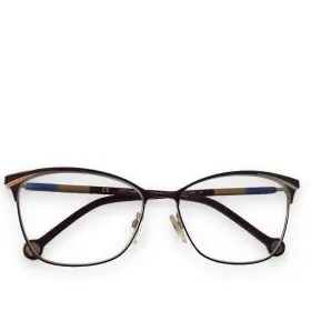 Vhe192k Carolina Hererra Eyeglasses Frames Only Shiny Palladium With Violet Parts