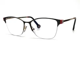 54-16-135 Carolina Herrera Vhe193k Col 0301 Half Rim Eyeglasses Frame Black Gold