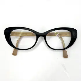 Orfee-194 Caroline Abram Eyeglasses Frames Orfee 194 Black Beige Butterfly 51-17