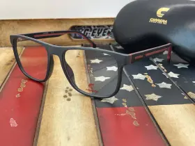 8892 Carrera 716736849171 Blx Matte Black Red Eyeglasses 55mm Option To Add Rx
