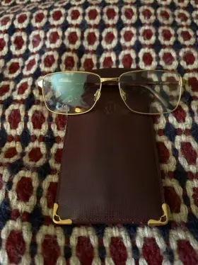 Ct0041o-003 Cartier Gold And Black Rectangular Eyeglasses