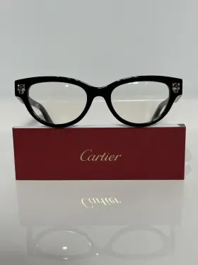 Ct0372o Cartier 001 Black Bold Acetate Woman S Cat-eye Eyeglasses 52mm