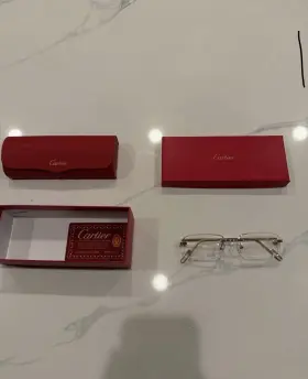 R262018 Cartier Rimless Eyeglass Frames Gold Metal Unisex With Case Box Designer
