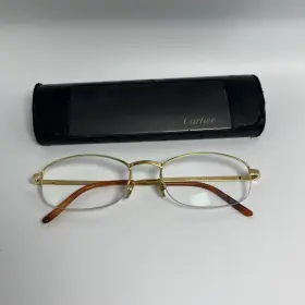 T8100608 Cartier Pale Gold 51mm Titanium Oval Half Rim Unisex Vintage Eyeglasses