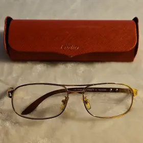 T8200586 Cartier Gold Metal Rectangle Eyeglasses Unisex Adults 53mm 16mm