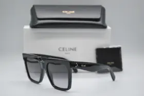Cl4055in Celine New 01b Shiny Black Grad Smoke Authentic Sunglasses Frames 55-18