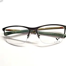 53-16-132 Ceo-v Cv627 Eyeglasses Half Rim Drk Olive T6-07 Flexible Frames New
