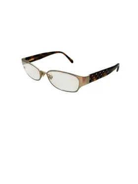 0011482 Chanel Tortoise Gold Rectangle Eyeglasses 2061 B C247 Rhinestone