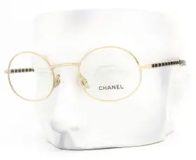 Ch2202q Chanel 2202q Eyeglasses Glasses 395 Shiny Pale Gold Black Leather 48mm With Case