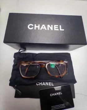 51-17-140 Chanel 3246-q C.1295 Honey Tortoise Eyeglasses Frame With Box Italy