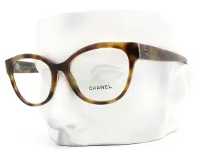 3440h Chanel Eyeglasses Glasses Brown Tortoise Gunmetal Glass Pearl 53mm With Case