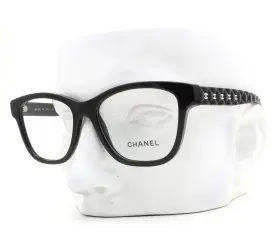 Ch3443 Chanel 3443 Eyeglasses Glasses 760 Polished Black White Cc Logo 51mm With Case